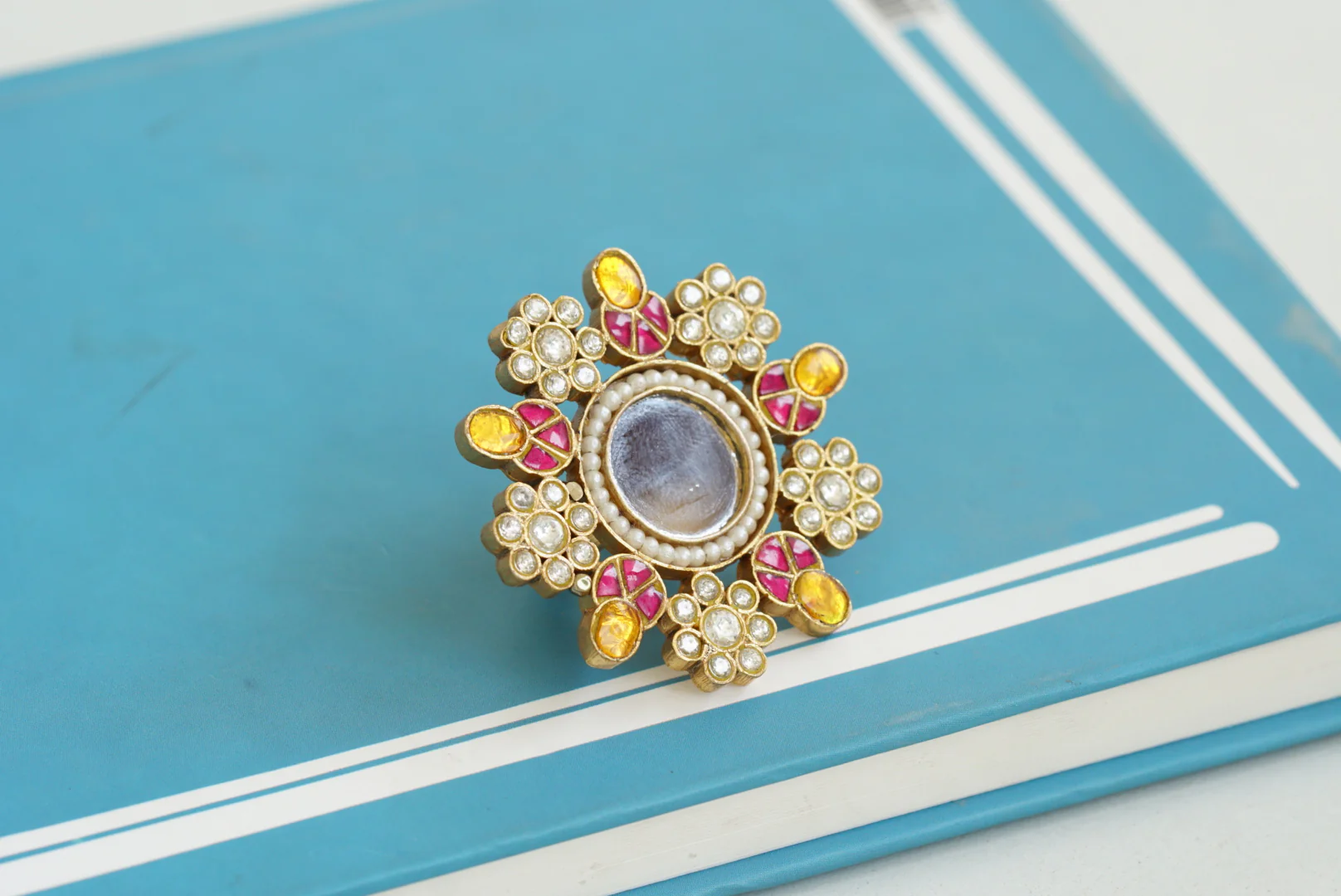Mirror Kundan Ring (6-245)(R)