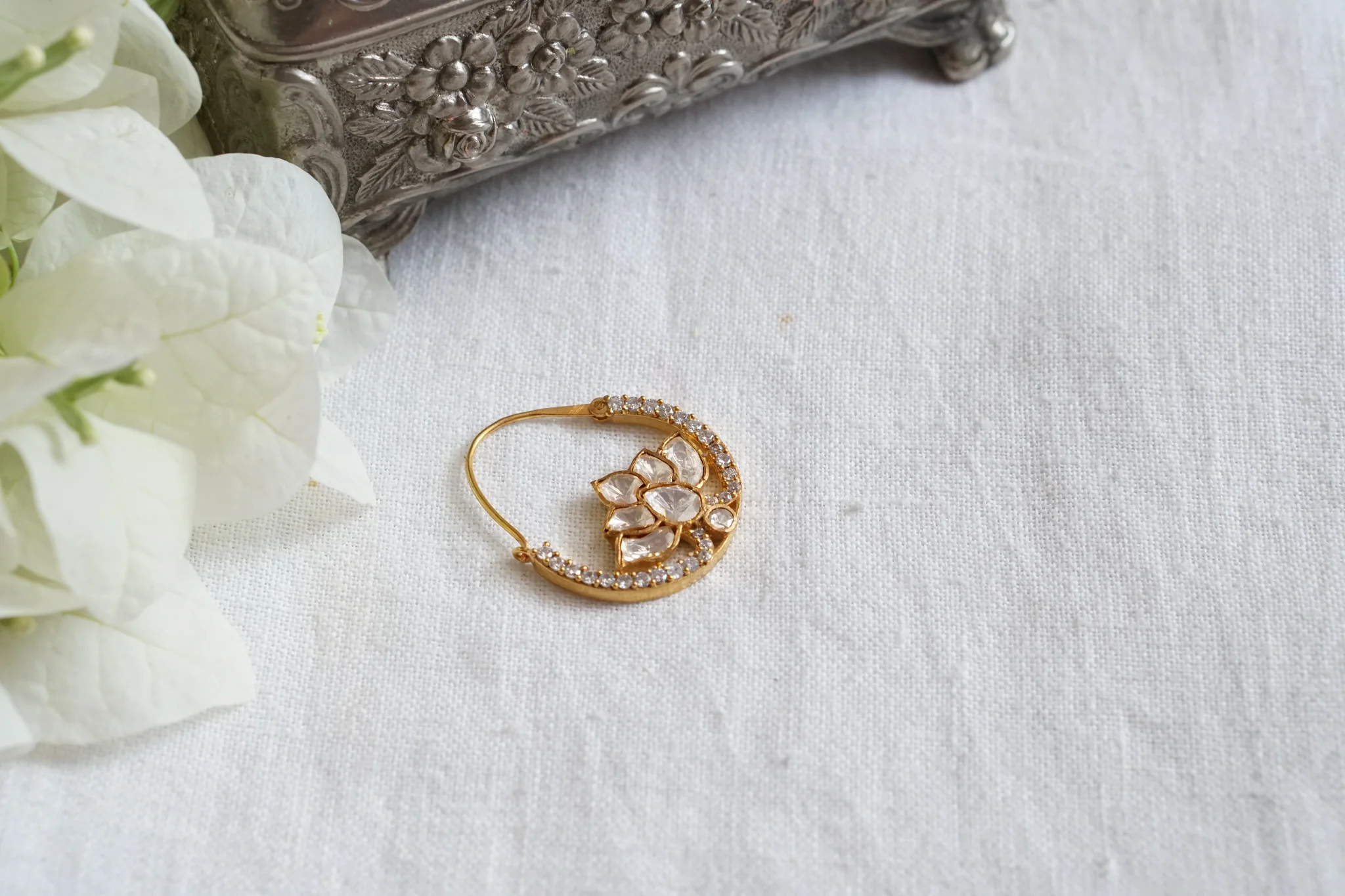 Mossainite Polki Nose Ring (2-165)(R)